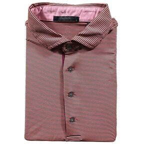 Greyson Casual Golf Polo Shirt Striped Pink/Dark Gray Men's Size Large EUC